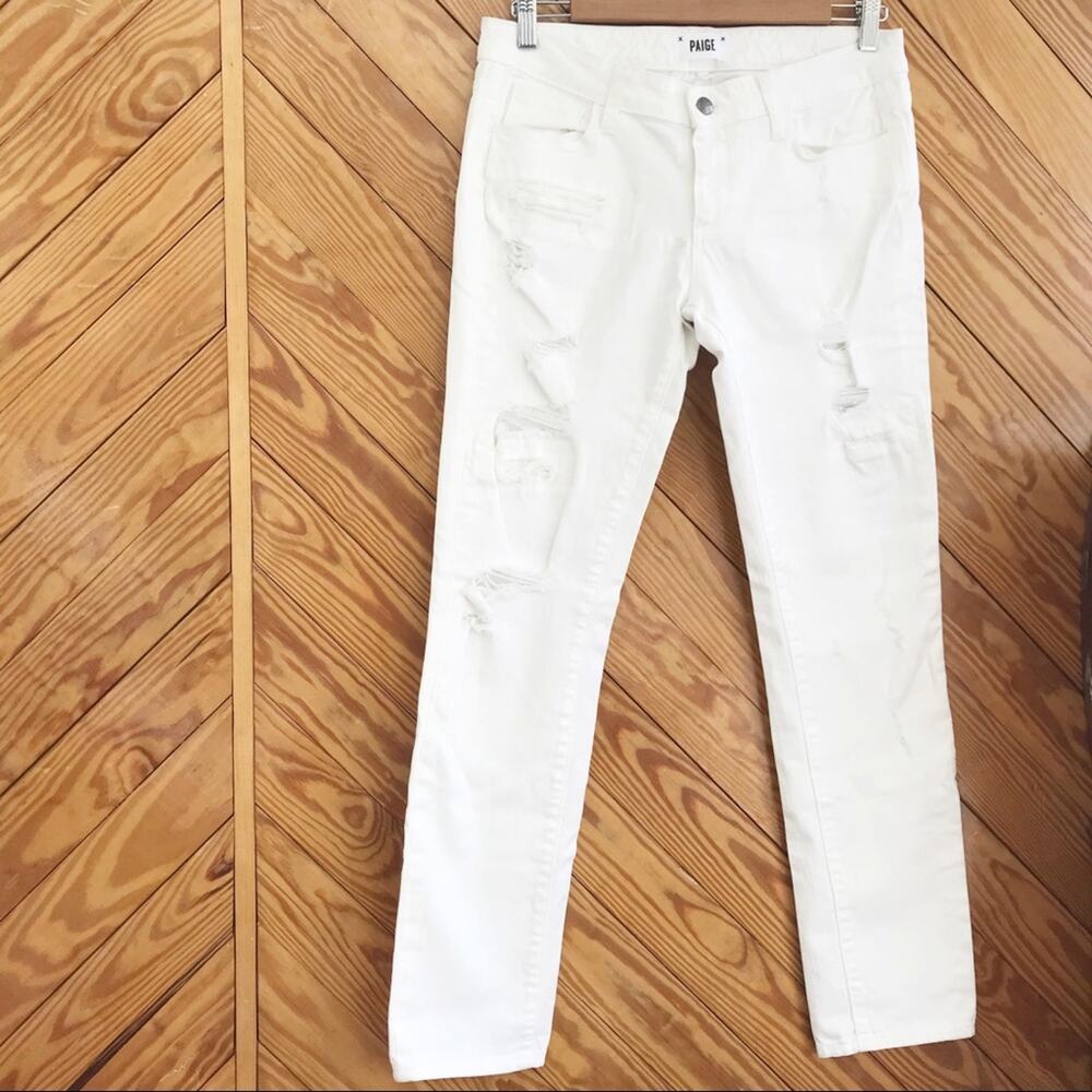 PAIGE Distressed Destroyed Midrise Skinny Jeans